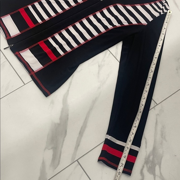 Striped Black and Red Twin Set Cami & Jacket Top 2 Way Zipper Long sleeve Size S - Picture 14 of 16